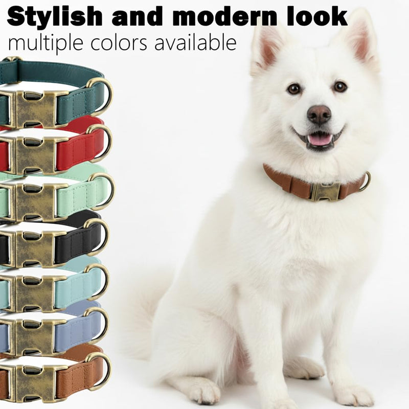 Dog Collar and Leash Set,Leather Silicone Waterproof Odor-Proof Dog Collar and Leash for Medium Dogs, Soft Flexible Dog Collars, Durable Thick Adjustable Pet Collar (Brown, Medium (12.5-20" Neck)) Brown Medium (12.5-20" Neck)