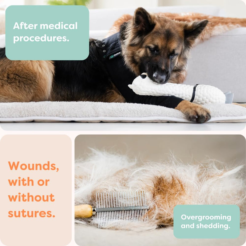 Suitical Recovery Sleeve for Dogs | Front Leg Protection After Surgery | Dog Leg Sleeve to Stop Licking | Machine Washable | Chest Circumference 11.8”- 16.9” | Sleeve Length 4.7” | 2XS | Single Sleeve Black-Single Sleeve
