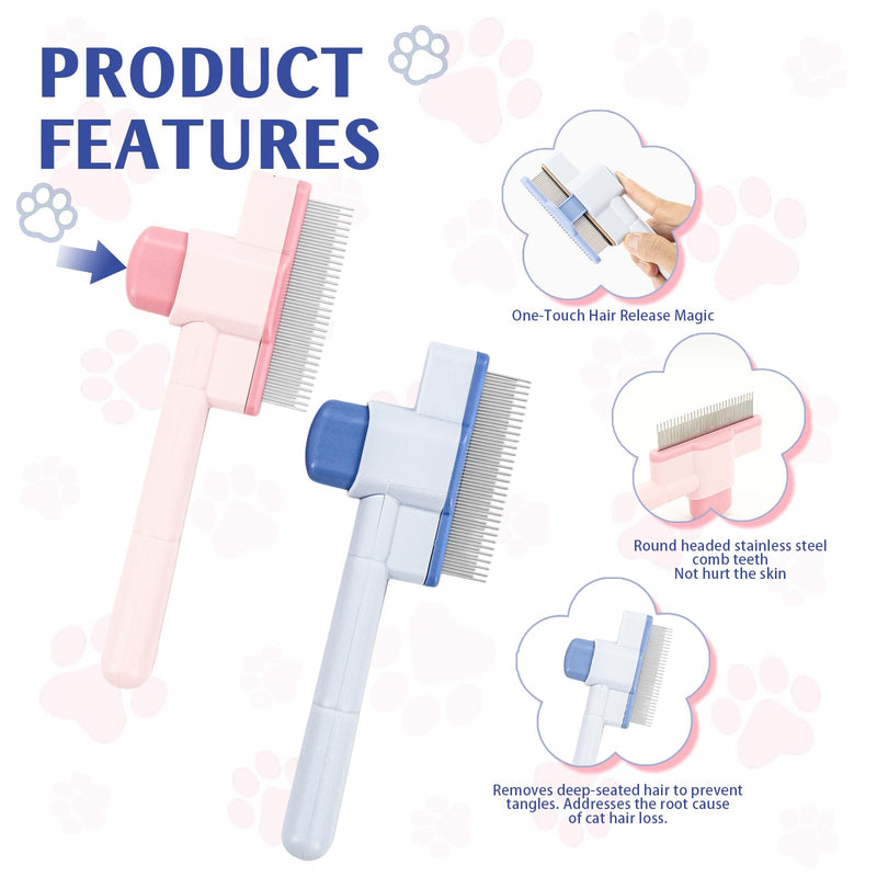 3PCS Flea Comb for Cats and Dogs Self-Cleaning Pet Flea Comb Grooming Brush with Pet Nail Clipper