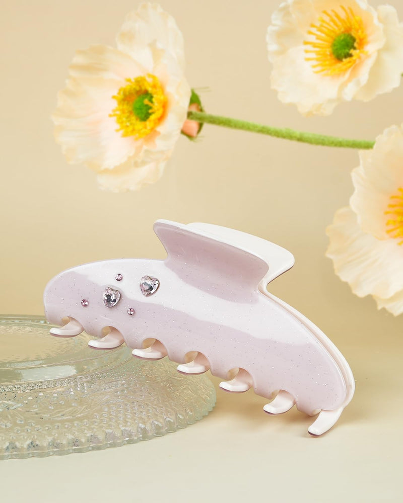 MAORULU Cute Claw Clip for Women – 4'' Large Acetate Hair Clips for Thick Thin Curly Long Hair, Rhinestone Jaw Clip Non-slip Hair Clamps, Strong Hold, Stylish French Design (Pink Rhinestone Clips) Pink Rhinestone Clips - PawsPlanet Australia