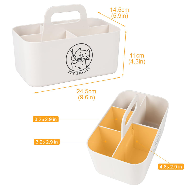 Minimalist White Dog Cat Grooming Supplies Organizer, Portable Caddy with 5 Compartments 5-Compartment(White） - PawsPlanet Australia