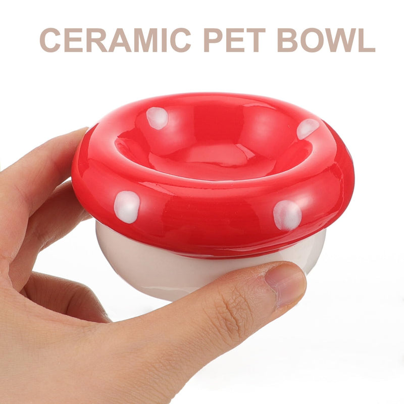 POPETPOP Hamster Mushroom Bowl - Ceramic Hamster Food Bowl Gerbil Water Feeding Dish Small Animal Bowl Container for Guinea Pigs Gerbil Mouse Rat Chinchilla