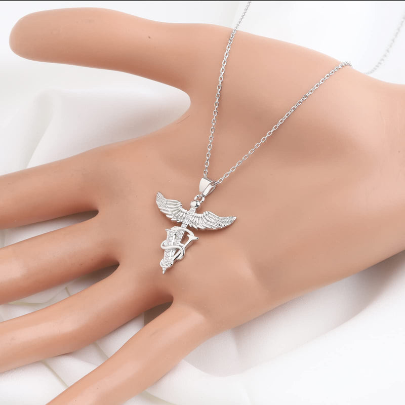 bobauna Veterinary Caduceus Pendant Necklace Vet Tech Jewelry Appreciation Gift for Veterinarian Nurse With Message Card Vet noun necklace - PawsPlanet Australia