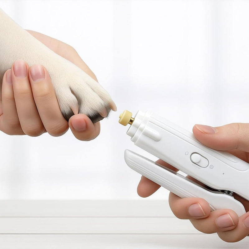 Pupnourish Nail Trimmer, The Safetrim by Pupnourish, Rechargeable 2 in 1 Nail Clipper and Grinder with Light for Most Animals, Nail Trimmers for Dogs with Guard, Precise Cat & Dog (White) - PawsPlanet Australia