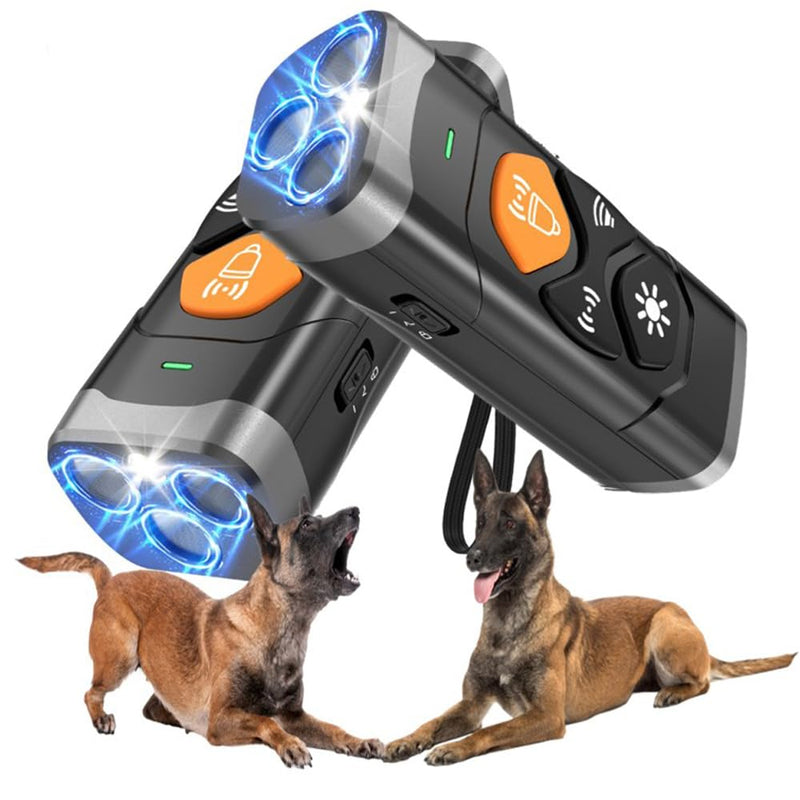 Anti-Bark Ultrasonic Dog Bark Deterrent Device – Handheld Bark Control with 3 Frequencies, 25ft Range, LED Flashlight – Safe Training for Small/Large Dogs, Rechargeable, Black