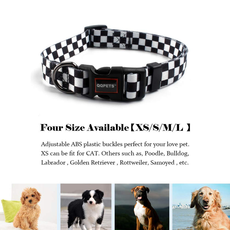 QQPETS Adjustable Soft Dog Collar: Print Flower Pink Multicolor Cute Patterns for XS Small Medium Large Pet Girl Boy Puppy Walking Running Training (S, Plaid) S - PawsPlanet Australia