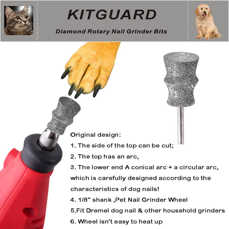 Diamond Dremel Dog Nail Grinder Bits for Rotary Tool-1/8'' Dremel Dog Nail Grinder Attachment-Pet Nail Grinder Bit Work for Animals Nail Care（Large B） - PawsPlanet Australia