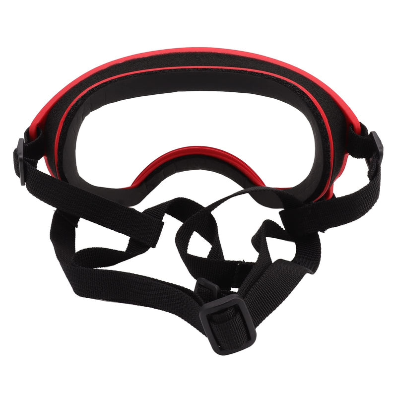 VBESTLIFE Dog Goggles, Windproof Ultraviolet Proof Dustproof Strap Dog Sunglasses for Large Breed Red Frame and Transparent Goggles