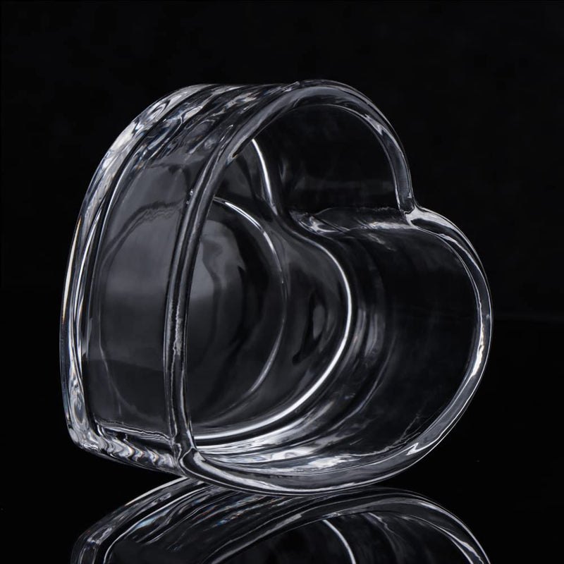 Hamster Transparent Glass Food and Water Dish Cute Heart-Shaped Feeding Bowl for Hamster Hedgehog Small Pet