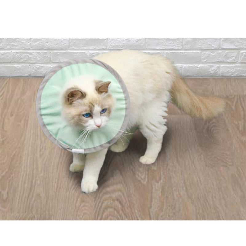 Beavorty Lightweight Soft Washable Nylon Cat Neck Brace in Green for Recovery After Surgery or Injury in Classic Round Design