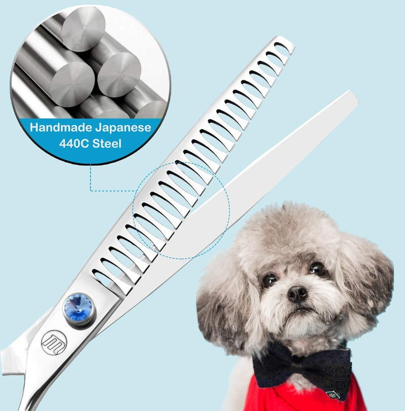 Professional Dog Grooming Curved Straight Thinning/Blending/Chunking Scissors Kit JP-440C Stainless Steel Pet Cat Hair Cutting/Trimming Shears Silver (8" (23-Tooth)) 8" (23-Tooth) - PawsPlanet Australia