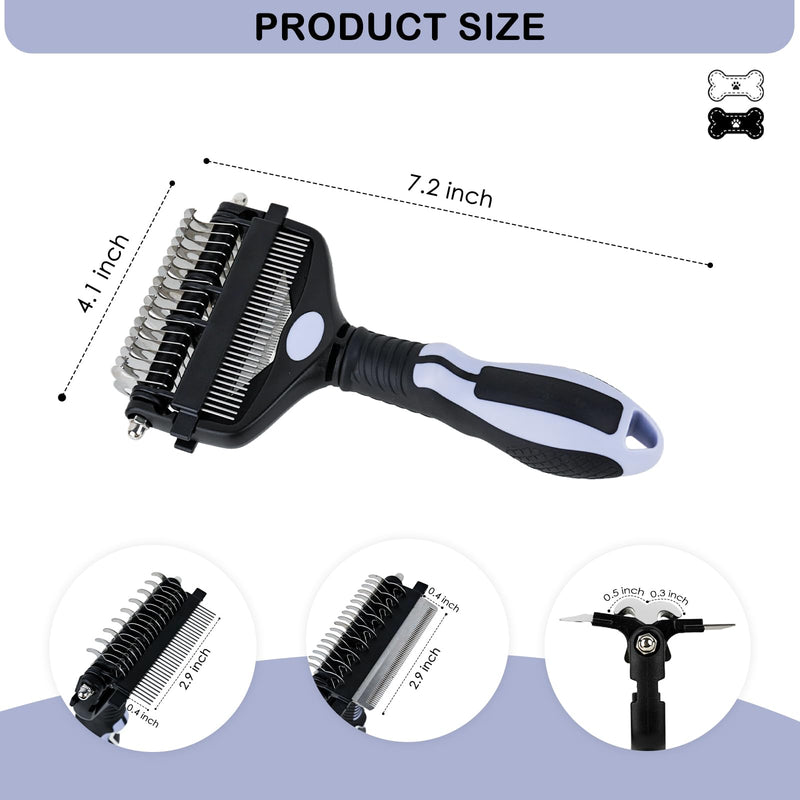 3-IN-1 Pet Deshedding and Grooming Tool, Grooming Brush for Dogs and Cats with Undercoat Rake & Dematting Comb for Matted Fur Removal Long and Short Haired Dogs Cats
