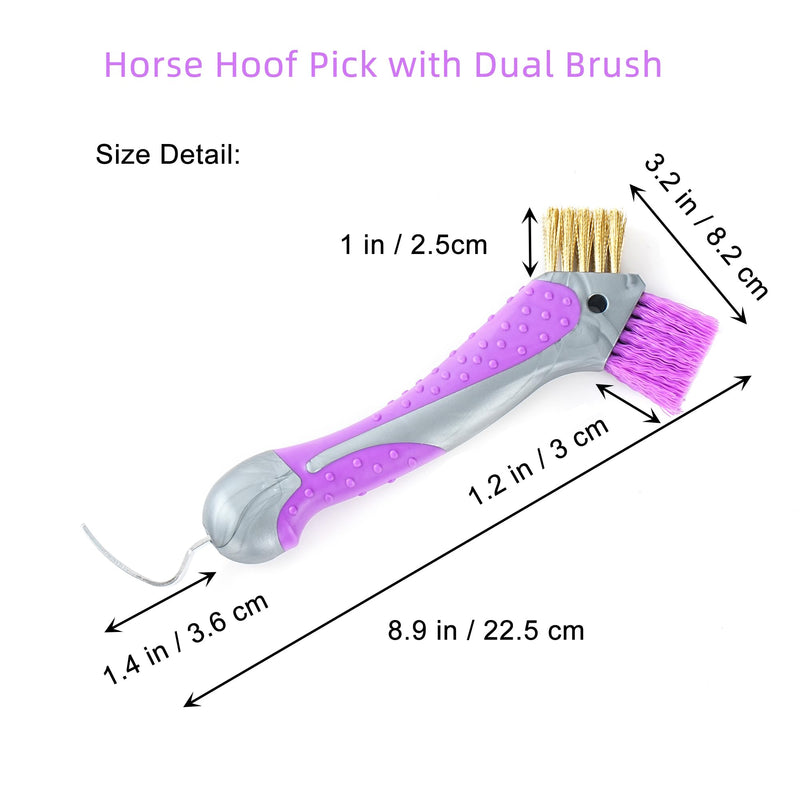 Horse Hoof Pick with Dual Brush,TPR Non-Slip Grip, Farrier Tool Hoof Pick for Horse Hoof Cleaning and Grooming - PawsPlanet Australia