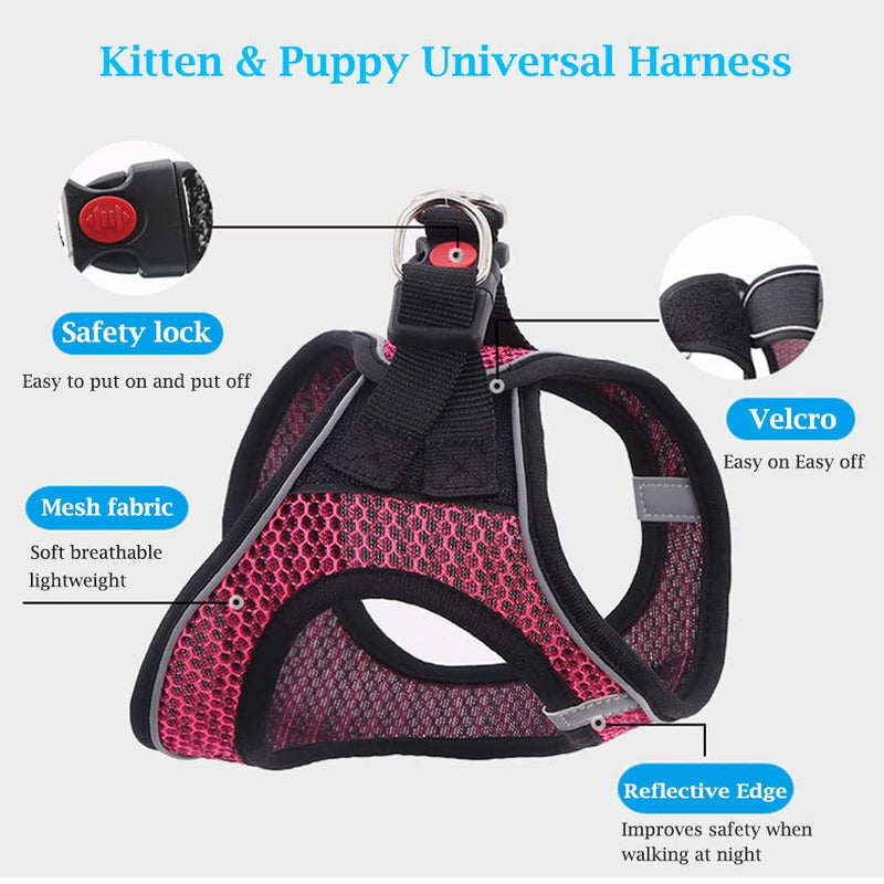 Dog Harness and Leash Set for Walking, Breathable Lightweight Soft Mesh Step-in Puppy Cat Dog Vest Harnesses, Reflective & Adjustable Harness Escape Proof for Small Medium Dogs Cats L (Chest 16.9"-19.3", Weight 11-15.4 lb) Red+Flat Leash - PawsPlanet Australia