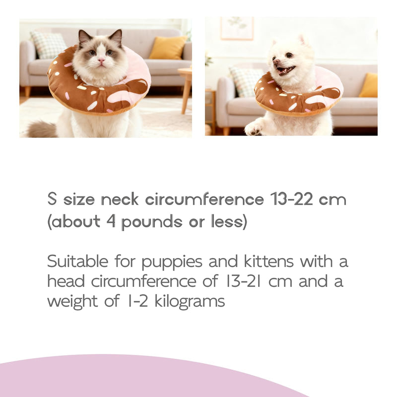 Soft Protective Collar for Cats and Dogs, Elizabeth Collar for Small Dogs, Donut Shaped Collar After Surgery, Comfortable for Wound Healing, Adjustable & Eat Friendly, Cat Collar, Size S