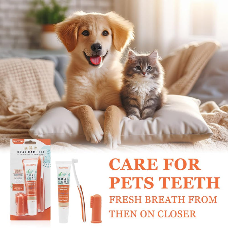 Dog toothbrush, dog toothpaste, dog dental care set, dog toothpaste against tartar, toothbrush dog toothbrush for small refreshes breath, removes tartar