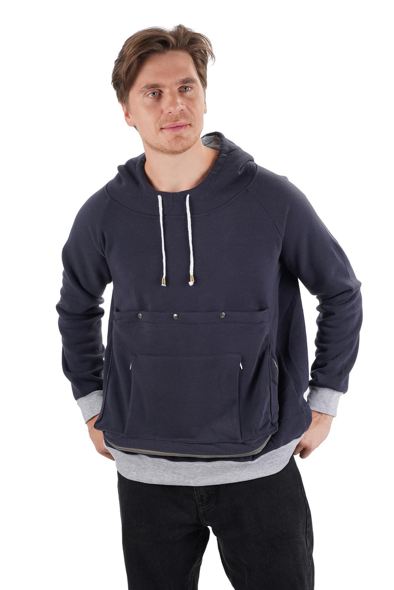 ALYC Cat Dog Carrier Hoodie Big Pet Pouch Sweatshirt Puppy Kitten Holder Carrier Pullover Top Kangaroo Unisex Hoodies Small Navy - PawsPlanet Australia