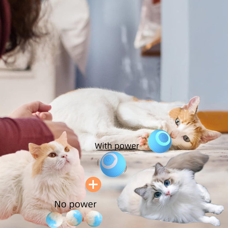 Interactive cat Toy Cute Puff Balls Fun Kitty Fuzzy Balls Small Cat Power Ball 2.0 cat Toys for Indoor Cats Interactive Soft Quiet Cat Toy Balls 4pcs (Blue) - PawsPlanet Australia