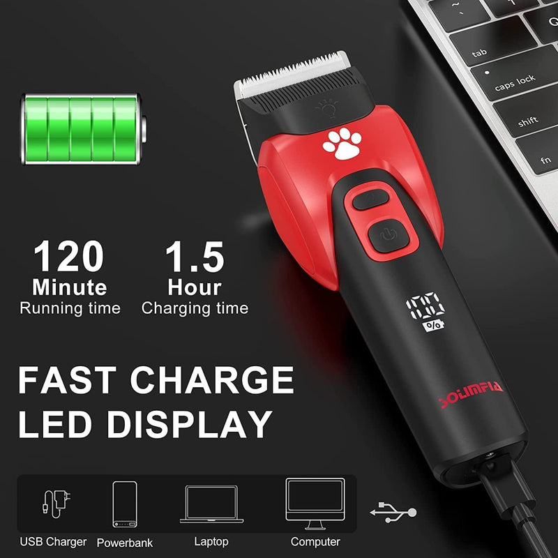 Solimpia Dog Cat Pet Clippers Shavers Electric Pet Grooming Trimmer Kit Rechargeable Cordless Low Noise Professional - PawsPlanet Australia