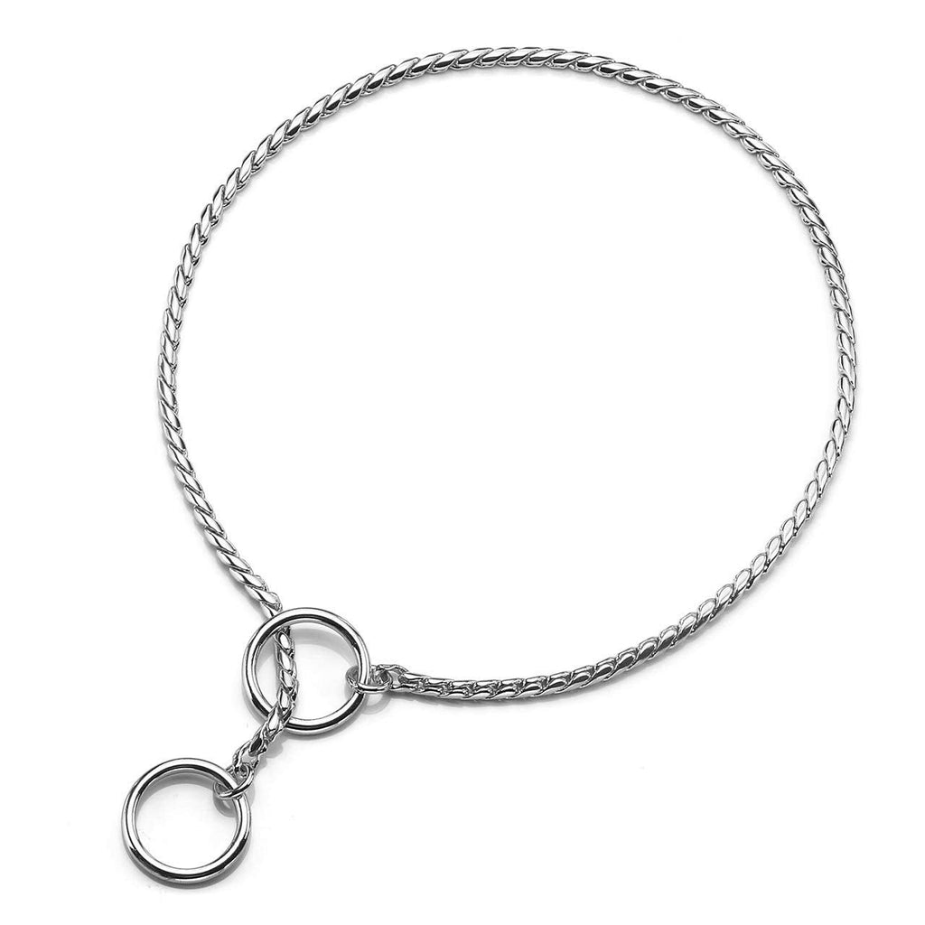 Mogoko Stainless Steel Dog Choke Chain Collar, Puppy Metal Snake Chain Pet Show Slip Collar Choker for Training Walking (Silver;16.0"*3.0mm) 3.0mm x 16.0 inch Silver