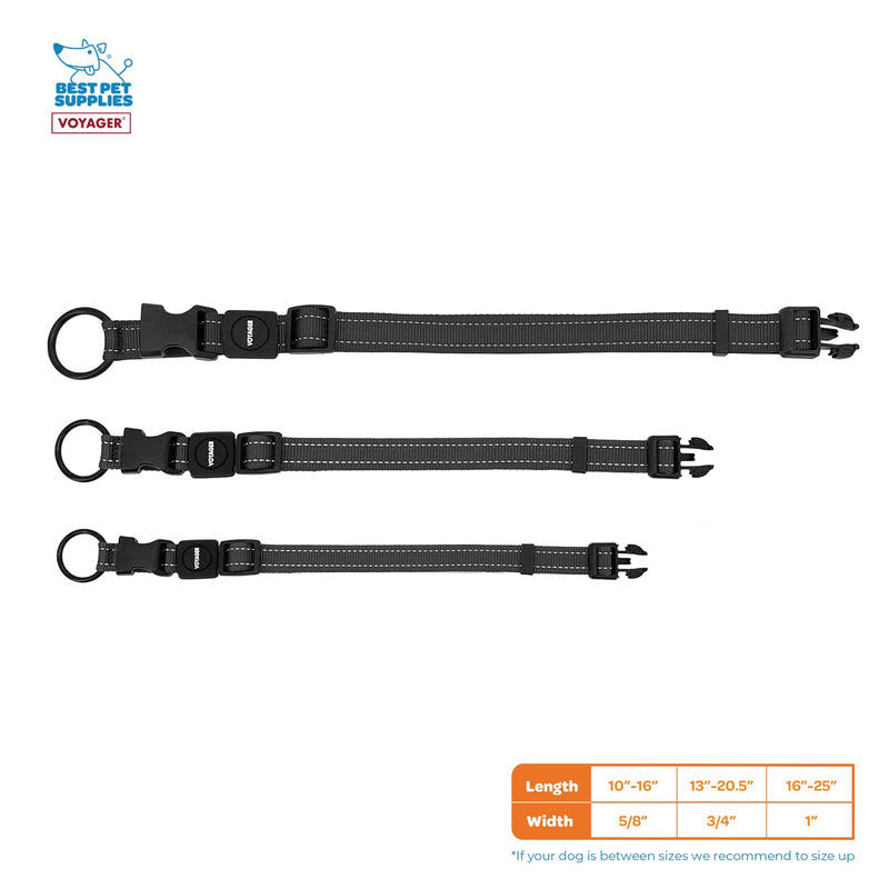 Best Pet Supplies Reflective Dog Collar with Adjustable Length, Heavy-Duty Buckle, and Strong Leash D-Ring, Training, Walking, Jogging Accessory for Small, Medium, and Large Breeds - Black, S - PawsPlanet Australia