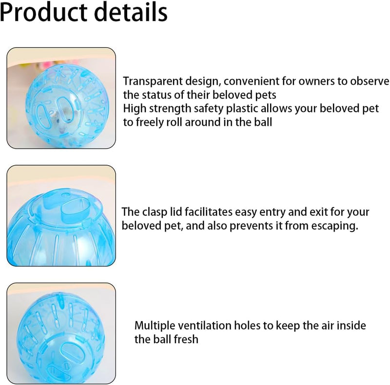 1Pc White-Transparent Plastic Silent Hamster Ball, Exercise Ball for Small Animals, Spinner Hamster Running for Sugar Gliders Small Mice Gerbils Hamsters (Diameter 10 cm - PawsPlanet Australia