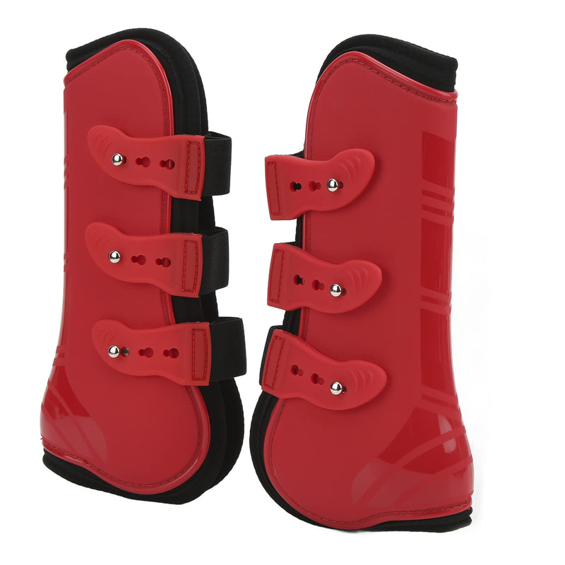 Zerodis Horse Front Tendon Boots, 1 Pair Red PU Neoprene Horse Leg Protective Boots Adjustable Horse Splint Boots Leg and Support for Training Racing Riding Jumping
