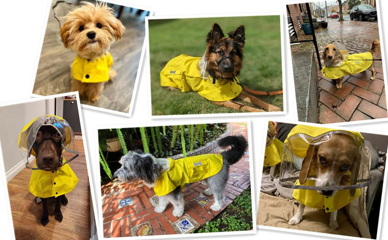 Dog Waterproof Raincoat with Poncho Hoodie, High Reflective Adjustable Yellow Pet Rain Jacket with Leash Hole for Small Medium and Large Dogs (Yellow, XXXX-Large) XXXX-Large: 92-115lbs