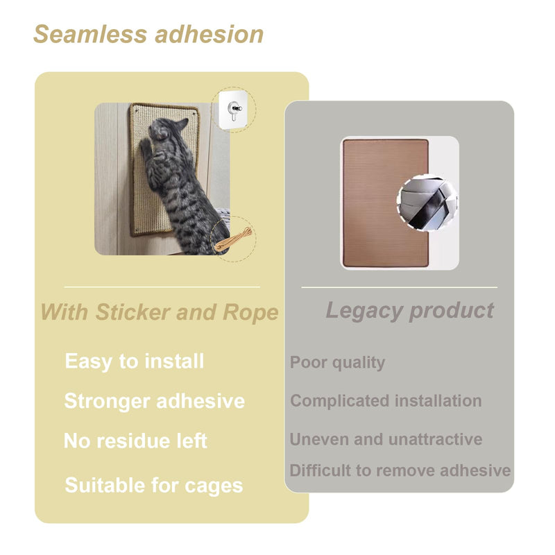 2PCS Rabbit Scratching Pads Natural Sisal Bunny Scratching Pads for Claw & Teeth Care with Hole Punching Process, 16x12 in