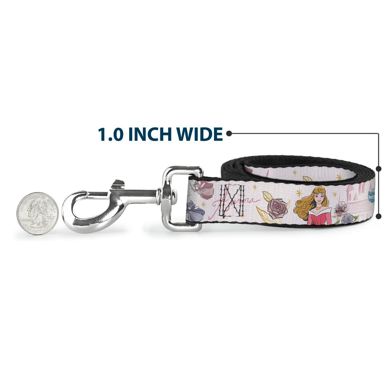 Disney Pet Leash, Dog Leash, Sleeping Beauty Aurora and Fairy Godmothers Pose with Script, 6 Feet Long 1.5 Inch Wide 6 Feet Long - 1.5" Wide - PawsPlanet Australia
