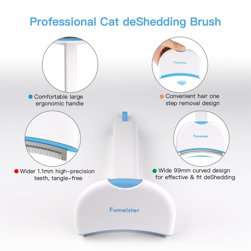 Pet Undercoat Deshedding Tool for Dogs - Wide Curved Undercoat Brush for Effortless Pet Deshedding, Loose Hair Remover for Dogs & Cats (White) (Blue) Blue - PawsPlanet Australia
