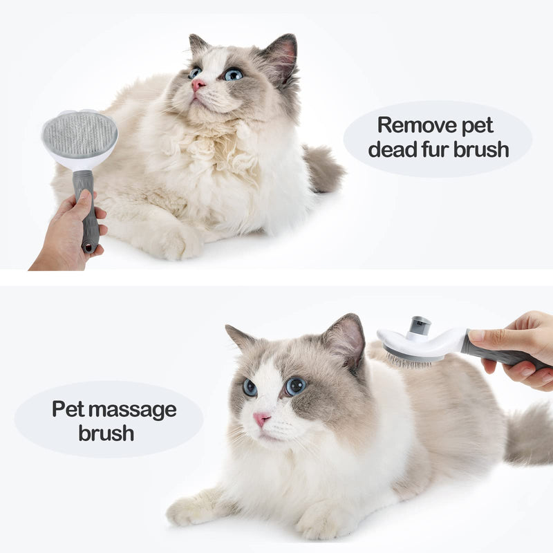 Cat Brush for Grooming, Pet Self Cleaning Slicker Brush with Cat Hair Comb (PINK PLUS) PINK PLUS - PawsPlanet Australia