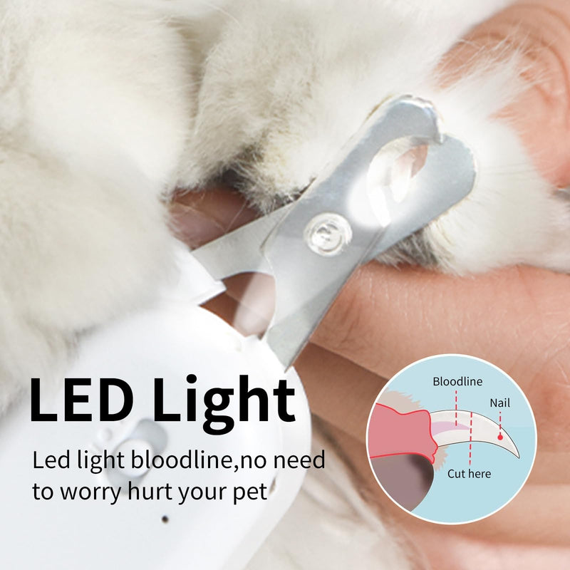 PAKEWAY Pet Nail Clipper with LED & -U-V Light, Cat Claw Trimmer with Ultra Bright LED Light for Nail Bloodline to Avoid Over Cutting, Sharp Angled Blade Grooming Tool for Dog Cat Rabbit Small Animals Suitable for Cats＆Dogs Green - PawsPlanet Australia