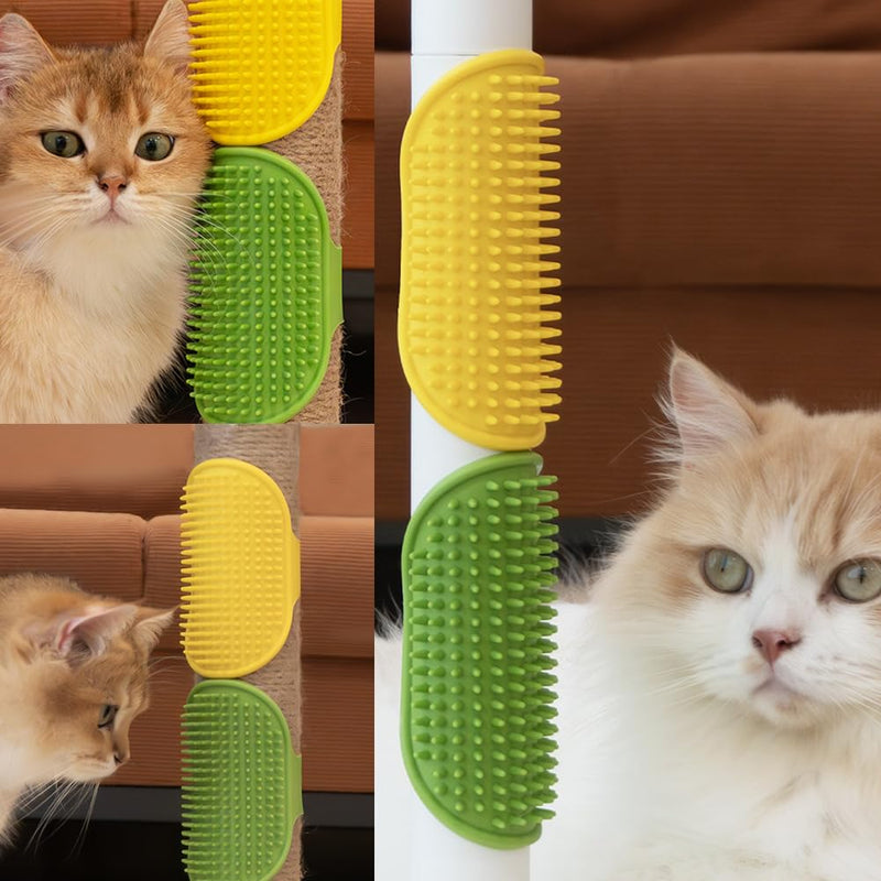 3 Pack Cat Self Groomer Scratcher Rubber Wrap Pad Grooming Brush Massage Comb with Adjustable Strap Scratching Post Cover Protector for Cats Tree Furniture Sofa Chair Legs - PawsPlanet Australia