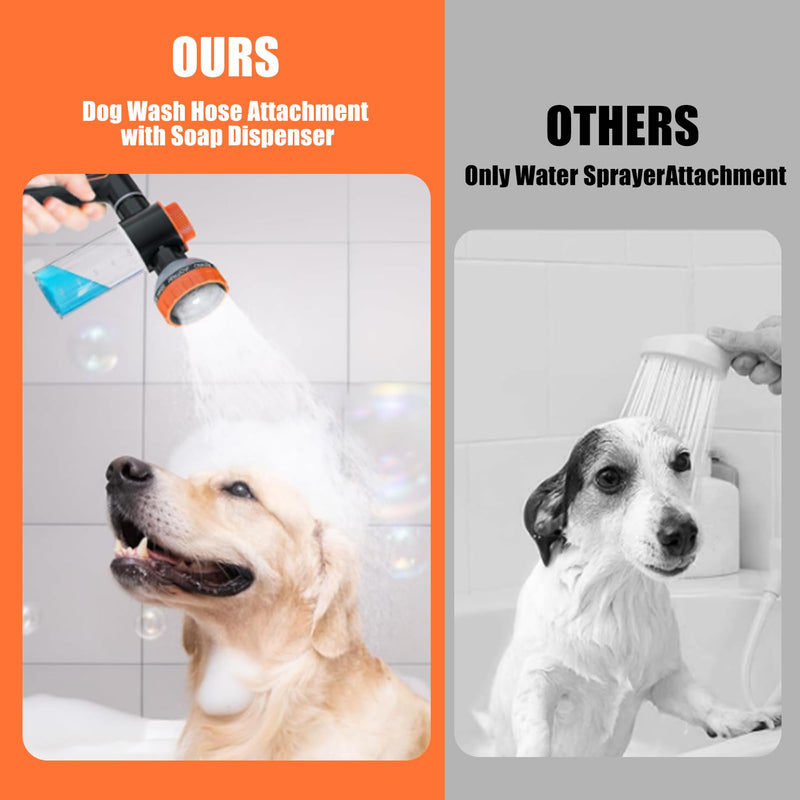 Dog Washing Hose Attachment for Pet Bathing with Black Shower Diverter, Pup Dog Wash Hose Nozzle Shampoo Sprayer for Indoor Outdoor Pet Shower, Dog Shower Attachment with Dog Brush - PawsPlanet Australia