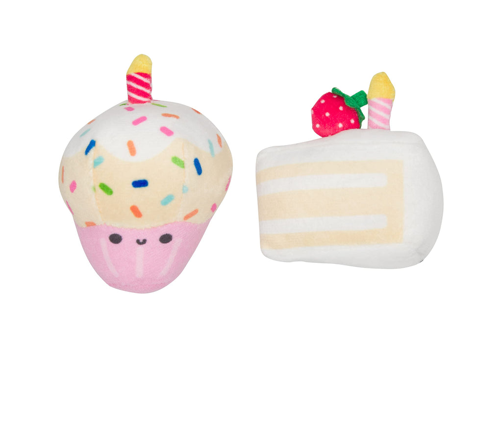 Pearhead Birthday Cake Cat Toy Set, Stuffed Birthday Cake and Cupcake Cat Toys with Catnip and Rattle, Interactive Fun Kitten Toys, Perfect Pet Owner Birthday Gift, Ideal for Cat Lovers, Set of 2 Birthday Cake Cat Toys