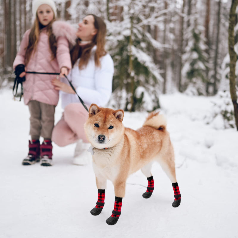 BINGPET Anti-Slip Dog Socks,Waterproof Paw Protectors with Reflective Straps Traction Control for Indoor & Outdoor Wear, 4pcs Red XX-Large - PawsPlanet Australia