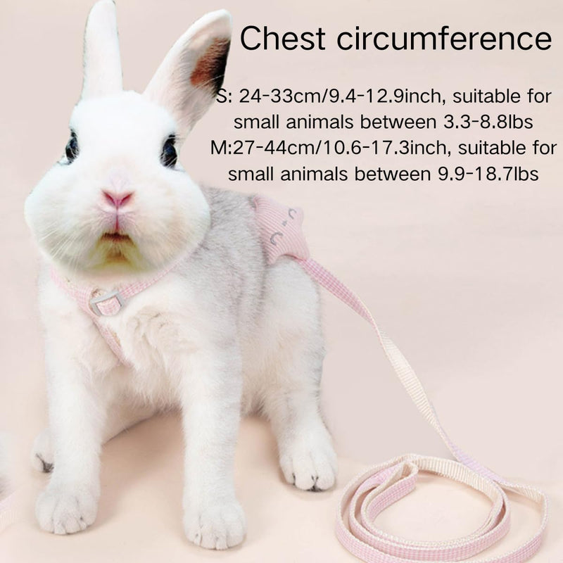 Adjustable Rabbit Harness Leash Bunny Harness for Pet Walk Running Jogging Leash Harness for Bunny Cat Puppy Kitten Ferret and Other Small Pet (Pink,Small) Pink - PawsPlanet Australia