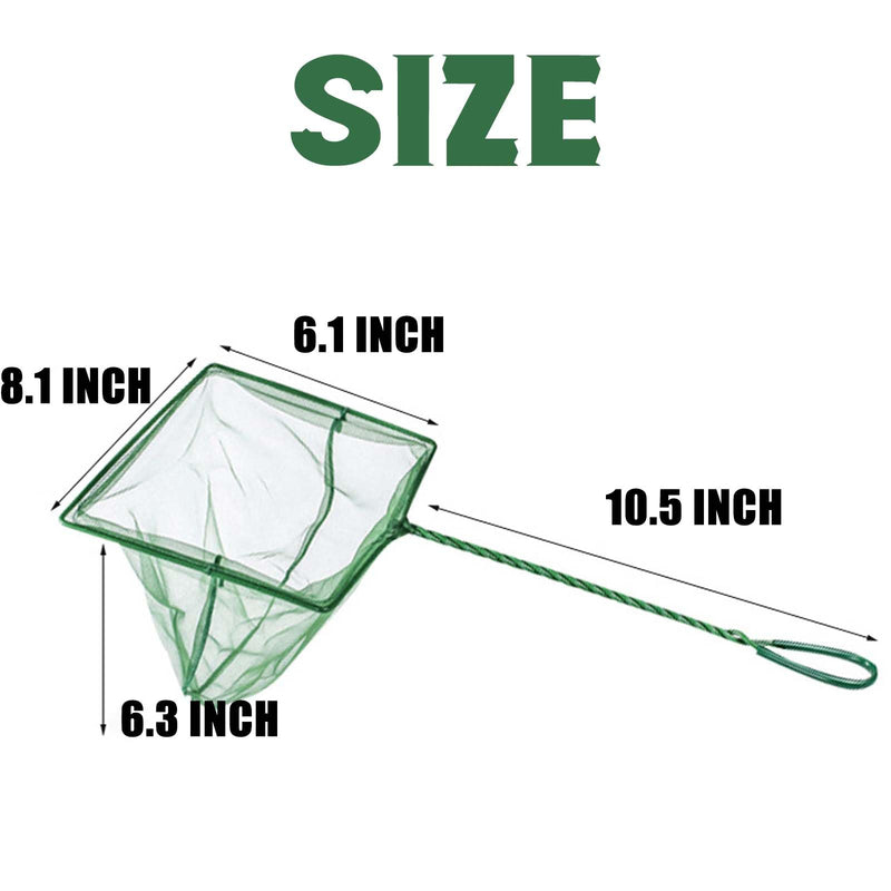 Aquarium Fishing Net Fish Tank Cleaning Tools Fine Mesh Net with Long Handle Green 8 Inch