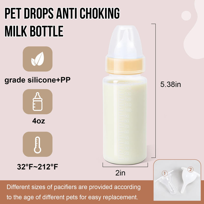 Puppy Kitten Nursing Bottle 5oz - Small Animal Feeding Kit with Nipples | Hand Feeding Supplies for Puppies, Kittens, Rabbits, Ferrets & Newborn Pets 1 Count (Pack of 4) YELLOW - PawsPlanet Australia