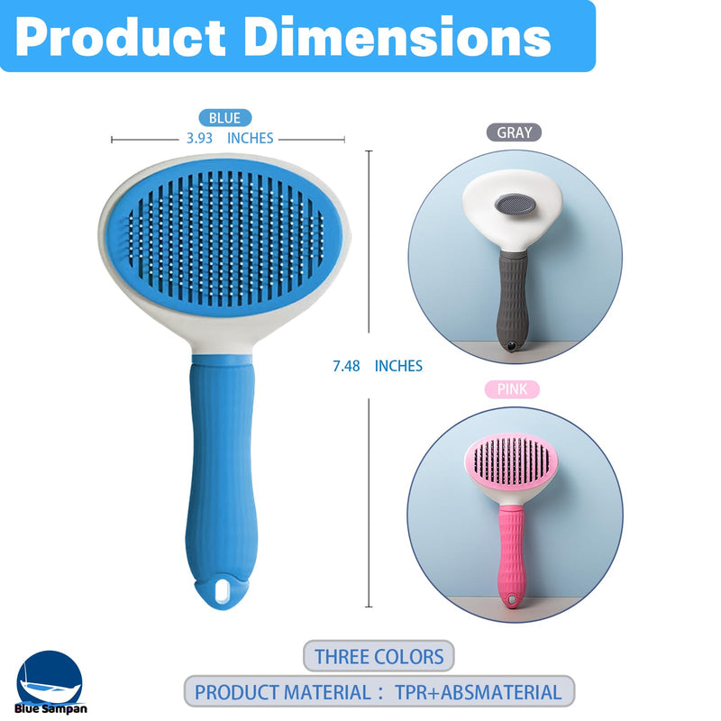 Cat Brush for Shedding, Self Cleaning Slicker Brush, Soft Silicone Self Cleaning Brush for Short and Long Haired Cats for Grooming and Massaging gray - PawsPlanet Australia