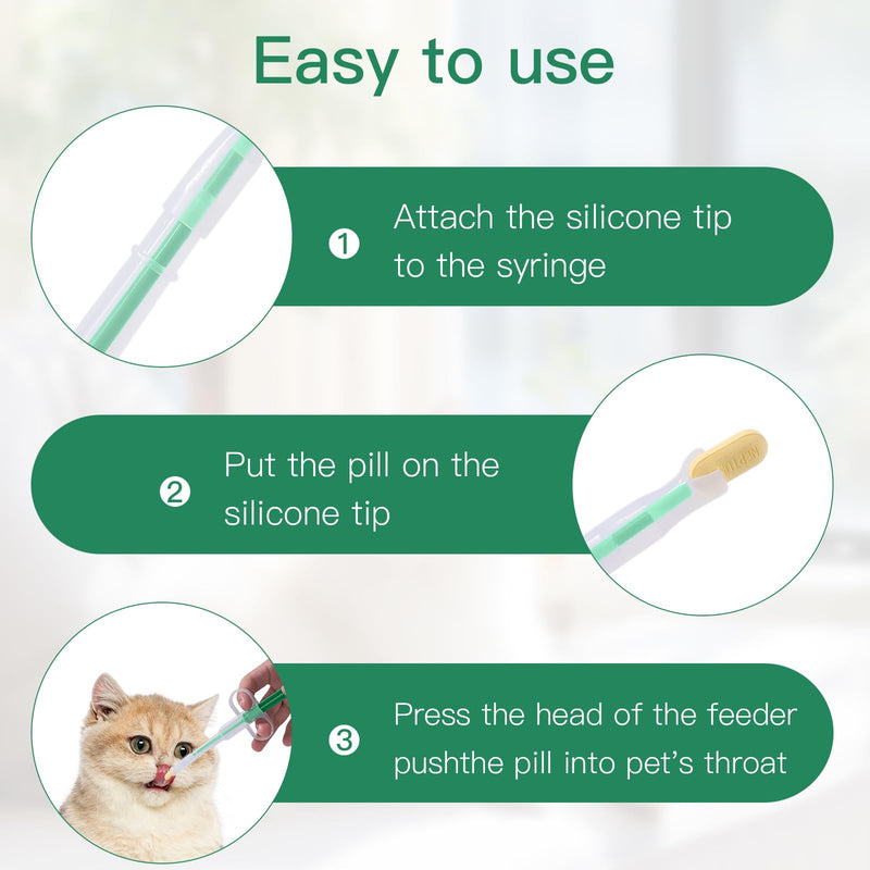 Pack of 2 Cat Pill Dispenser, Pill Dispenser for Cats, Medication Feeder Pet Pusher Shooter Pills Feeder Pet Medicine Syringe Dogs Pet Feeders for Cats Dogs Small Animal (Green) Green