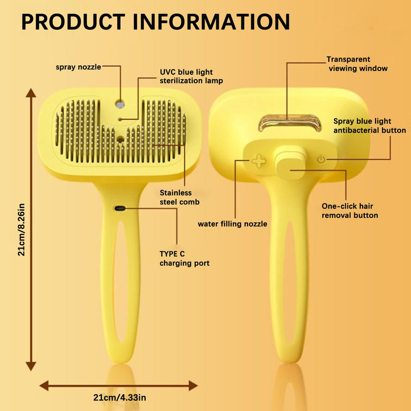 Indoor Cat Steam Brush, Rechargeable Self-Cleaning Four in One Anti-Static Steam Pet Brush, Used for Combing and Massaging Loose Fallen Pet Hair, Suitable for Long and Short Haired Dog Steam Brushes - PawsPlanet Australia