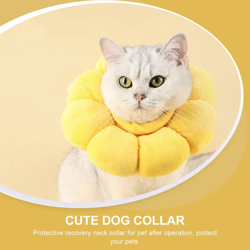 OUNONA Yellow Pet Protective and Long-Lasting Scratch Protection for Cats and Dogs, Cute and Creative Recovery Collar for Pets After Surgery