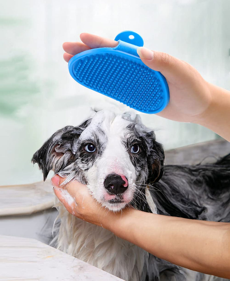 2 Pack Dog Grooming Brush - Dog Cat Bath Soothing Massage Rubber Brush - Pet Bath Brush with Adjustable Ring Handle Suitable for Long Short Haired Pet, Green - PawsPlanet Australia