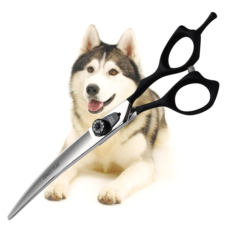 Fenice Peak 7'' Professional Curved Dog Grooming Scissors Heavy and Anti-Slip Black Handler 440C Stainless Steel Pet Cutting Shears Safety Trimming Shearing for Dogs Cats 7'' - PawsPlanet Australia