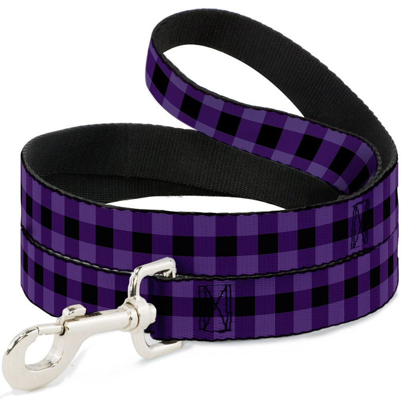 Dog Leash Buffalo Plaid Black Purple 4 Feet Long 1.5 Inch Wide 4 Feet Long - 1.5" Wide