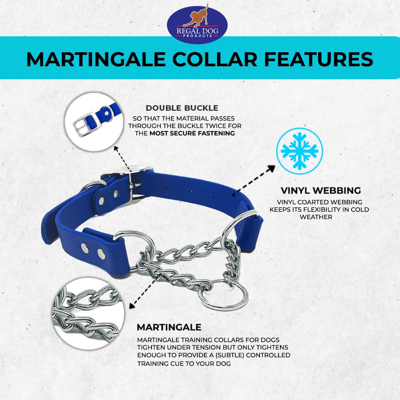 Regal Dog Products Martingale Collar for Dogs - Waterproof Biothane Collar for Small, Medium, Large Dogs - Limited Cinch Heavy Duty Chain for No Pull Dog Walking and Pet Training (Small, Pink)