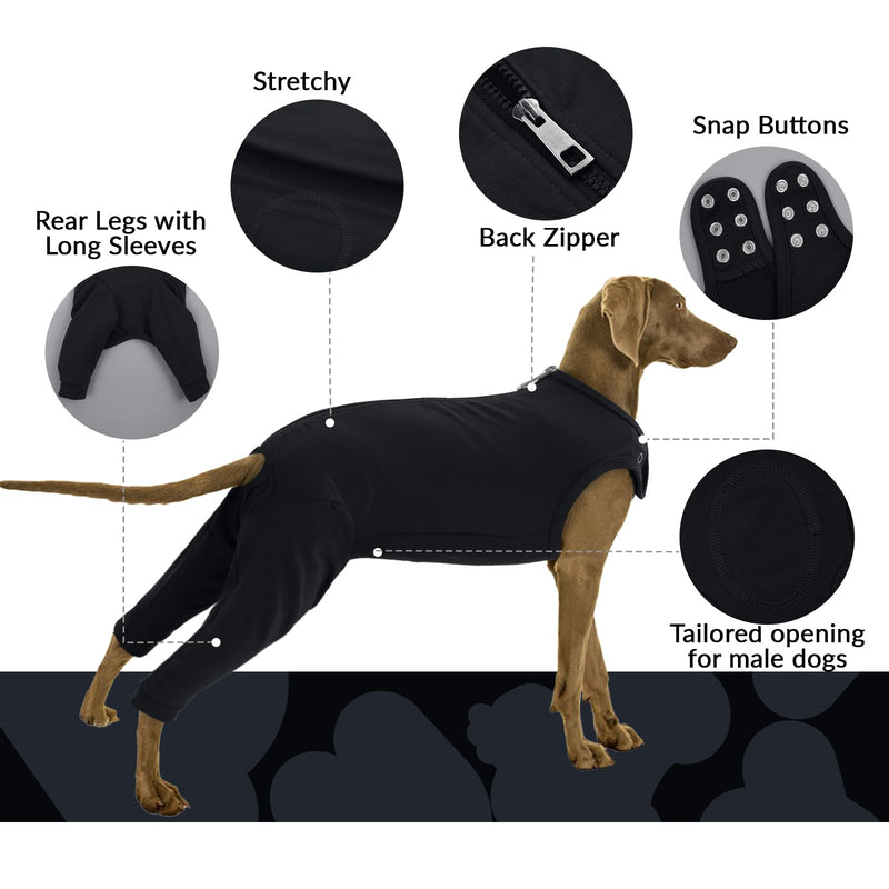 PUMYPOREITY Dog Surgery Recovery Suit with Legs, Leg Cover Dog Shirt Buster Body Sleeves Back Legs Elbow Callus Protector Chest Protector Anti Licking Protection Sleeve(Black, 2XL) Black