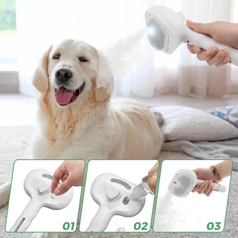 Cat Steam Brush, Cat Brushes for Indoor Cats, Pet Spray Hair Removal Comb Rechargeable Steam Brush with Release Spay Comb for Long Short Haired Massage Shedding Grooming Steaming Dog Kitten
